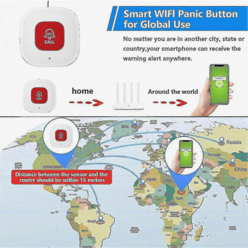 Κουμπί κλήσης φροντιστή Wifi για ηλικιωμένους στο σπίτι με ειδοποίηση εφαρμογή 2