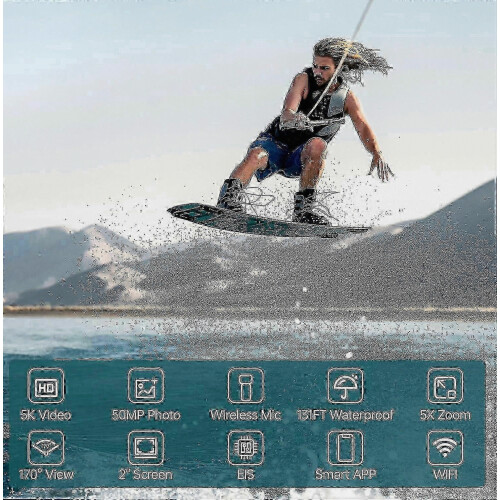 5K 30FPS Waterproof Action Camera with EIS Stabilization and Wireless Mic for Snorkeling 1