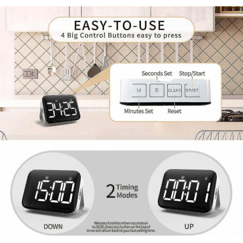 Ampio timer magnetico digitale a LED per cucina 2