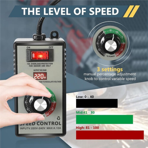 Speed Controller 230 V for Motor - Electronic Voltage Regulator with Continuous Speed Control,for Angle Grinders,Eu Plug 2