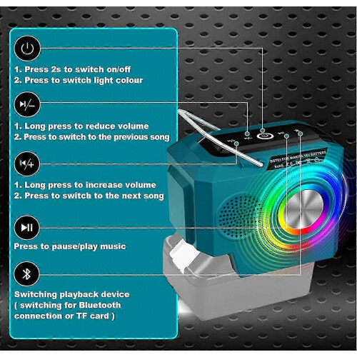 Για ασύρματο ηχείο Bluetooth με μπαταρία Makita 18-20v 1