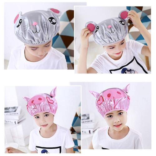 Shower Cap Double Layer Waterproof Cute Washing Cap Children's Bath Cap for Head 1