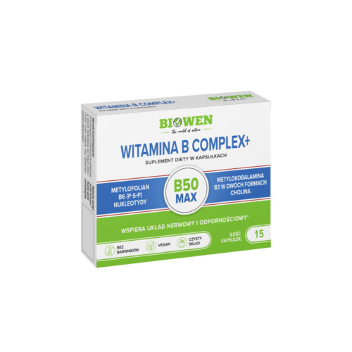 Biowen Vitamin B Complex+ Nucleotides B2 B6 B12 Inositol Choline, 15 Capsules