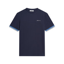 (L, Dark Navy) Ben Sherman Mens Textured Tipped Short Sleeve T-Shirt