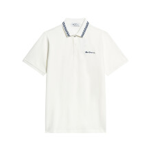 (XL, Snow White) Ben Sherman Mens Checkerboard Collar Short Sleeve Polo Shirt