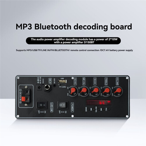 Dc12v  Decoder Board Audio Speaker D150BT 2x10w Amplifier Board with  Remote Control (Battery Not Included) 2