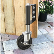 Roue de portail 100 mm à ressort, roue pivotante robuste pour portails en bois, clôtures et portillons de jardin, charge 100 kg, noire