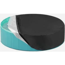 Runde Poolabdeckung für Hundepool 160 x 30 cm Wasserdicht mit UV-Schutz Faltbar für Kinderpool und Planschbecken Schwarz