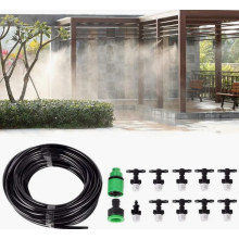 10 meter vernevelingssysteem voor het terras in de tuin, microdruppelirrigatie, vernevelingskoelsysteem met 10 kunststof sproeikoppen voor planten en