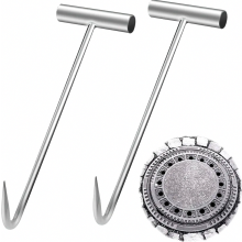 2 ganchos para tapas de alcantarilla, ganchos de acero inoxidable para abrir tapas de alcantarilla, 30 cm de grosor, se pueden usar para abrir tapas d