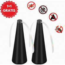 Set van 2 vliegenvangers, vliegenventilator voor op tafel, op batterijen werkende vliegenpropeller - F2LYBEGONE