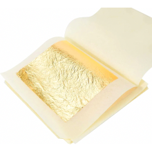 20 Sheets 24 Karat Gold Leaf, 4.3 cm Gold Foil for Food Decoration, Makeup, Cake Decorating, Art and Crafts