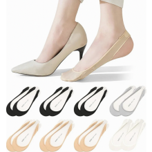 8 paires de chaussettes invisibles pour femme, respirantes, antidérapantes avec coussinets en silicone et mousse, pour talons hauts et ballet, sans