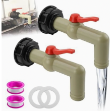 IBC-uitlaatkraan (2 stuks), IBC-tankaccessoires, IBC-kogelkraan 1 inch, IBC-adapter S60x6 grove schroefdraad, uitlaatkraan voor 1000L IBC-container wa