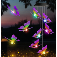 Schmetterling Solar Windspiel für den Garten, 6 LED, wasserdicht, Farbwechsel, Dekoration für Baum und Balkon, Geschenk zum Muttertag, Lila