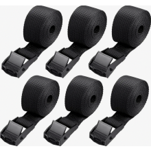 correas de sujeción cortas, 1 m de longitud, ajustables con hebilla de leva, para motocicletas, equipaje y camping (Negro)