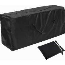Aufbewahrungstasche für Gartenauflagen, wasserabweisende Oxford Schutzhülle für Gartenpolster und Kissen, mit Tragegriff, Schwarz, 122 x 39 x 55 cm