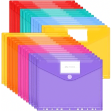 A4-documentmappen, 28 stuks, 7 kleuren; A4-documenthoezen, geschikt voor archivering, met 11 perforaties en een labelvak; mappen, archiveringssysteem,