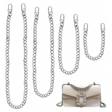 4 Piece Silver Bag Chain Set, 30/60/100/120 cm Metal Purse Strap Replacement for Handbags and Crossbody Bags
