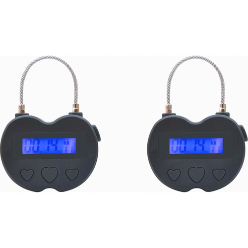 2 Pack Smart Time Lock with LCD Display, USB Rechargeable Digital Timer Lock, Black, for Organized Daily Use