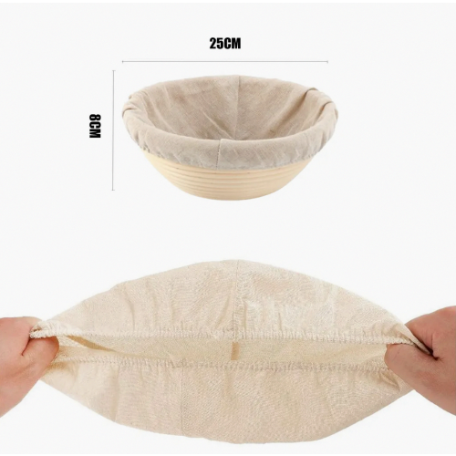 2x Baker's Linen - Λινό πανί 25cm για ψήσιμο ψωμιού με ξύστρα ζύμης, - Baker 1