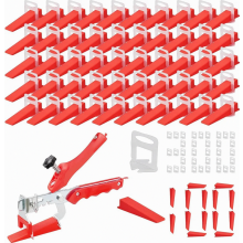 Flintronic Tegelnivelleringsset, 1 tegelnivelleringstang + 100 plastic wiggen + 300 trekstrips 3 mm, tegelnivelleringsset, hulpmiddel voor het leggen