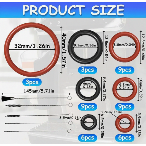 45 Piece Sealing Ring Set for Automatic Coffee Machine Brew Group Replacement, Durable Silicone Gaskets for Repairs 1