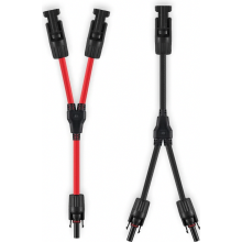 6 mm² zonne-energiekabel Y-splitter, 1 paar 1Y2 10AWG Y-connector fotovoltaïsche kabel voor zonnepanelen, klaar voor aansluiting (rood + zwart).