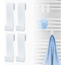 4 Pack Hook Set for Round Radiators, Hanging Hooks for Standard Radiators, Plastic S Hooks for Towel Radiators, White