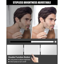 360 Degree 3 Way LED Mirror for Men and Women Portable Foldable Height Adjustable with Hooks for Hair Styling Shaving an