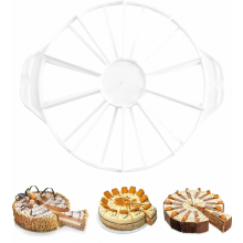 Kuchenteiler 10/12 Stück mit Griff, doppelseitiger runder Kunststoff, wiederverwendbar, zum Schneiden gleicher Tortenstücke, Weiß