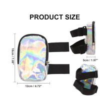 Holographic Women’s Thigh Bag Adjustable Leg Pouch with Phone Pocket for Travel Party Cycling Silver