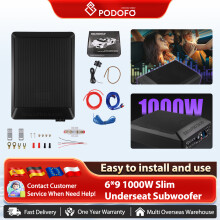 Podofo Caisson de Basses Ultra-Fin 1000W, Amplifié, pour Voiture et Camion 12V