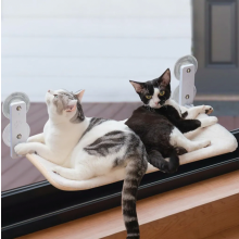 Kattenhangmat voor aan het raam, 60x30 cm, opvouwbaar kattenbed met stevige zuignappen, tot 18 kg, wit