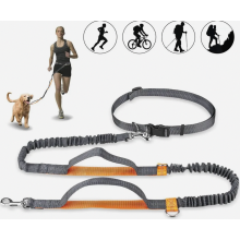 Handsfree hondenriem, hondengordel, heupriem, hondenriem, koppeling, hardloop- en joggingriem, riem met intrekbaar elastiek, reflecterende naden