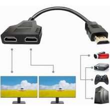 HDMI-jakoliitin, 1080P HDMI-uros - kaksois-HDMI-naaras, 1-2-suuntainen HDMI-jakoliitinkaapeli HDTV-, HD-, LED- ja LCD-näytöille ja -projektoreille