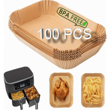 Papier cuisson pour friteuse à air, 100 pièces, compatible avec modèles 7,5 à 10 L, revêtement antiadhésif, pour usage quotidien en cuisine
