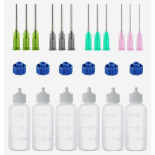 Lot de 6 flacons compte-gouttes de 30 ml avec 12 aiguilles doseuses et 6 bouchons, flacons souples à embout fin pour colle liquide, encre à huile et