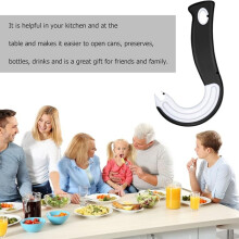1 blikopener met J-vormige ringtrekker, duurzaam, antislip handvat, keukenhulpmiddel voor mensen met zwakke handen, ontwerp v