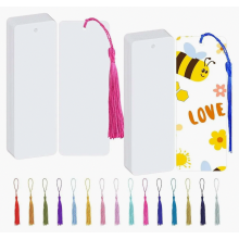 Blanko-Lesezeichen 60 Stück, leere Papier-Lesezeichen mit Loch, Bastelset für DIY-Handwerk, Geschenkanhänger mit 60 bunten Quasten, 14 x 5 cm