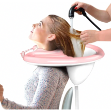 Tragbares Haarwaschbecken für das Bett, leichtes Shampoo-Becken für ältere Menschen und Pflegebedarf, Rosa