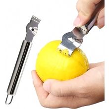 Professioneller Zitronen Zester aus Edelstahl mit Schälmesser für Zitronen, Limetten und Orangen, fein und robust für die Küche