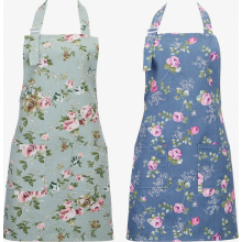 2-delige keukenschortenset voor dames, schorten met bloemenprint en grote zakken, vintage schort voor professionele bakkers, perfect voor koken, bakke
