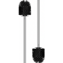 Pack de 2 cepillos de silicona para inodoro, cepillo de repuesto con mango de acero inoxidable, Ø 7 cm, negro