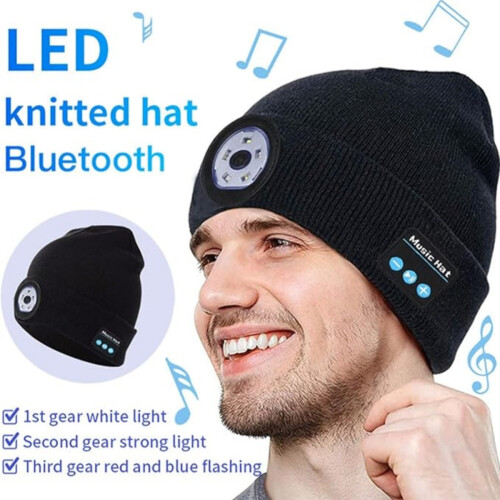 Φωτιζόμενο σκουφάκι Bluetooth LED, επαναφορτιζόμενο μουσικό καπέλο Bluetooth 5 1
