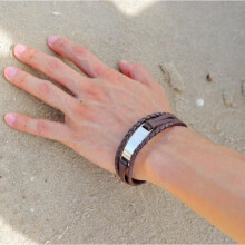 Herenarmband van meerlaags geweven PU-leer met legeringssluiting, eenvoudige casual armband, cadeau voor mannen