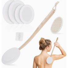 Back Cream Applicator for Back, 7-Piece Set with Long Handle and 4 Replaceable Pads, Back Lotion Applicator Brush, Shower Body Wash Brush
