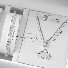 Damen-Schmuckset mit Armband, Halskette, Ohrringen und Ring – das perfekte Weihnachtsgeschenk