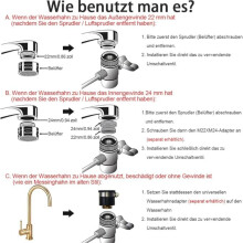 Robinet à double sens chromé 1/4 pouce avec trop-plein pour filtre à eau de comptoir, purificateur d'eau, système d'osmose in