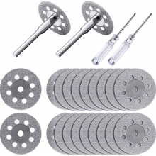 20 Stück 22 mm Diamant-Trennscheiben mit 4 Stück 3 mm Dorn und 2 Stück Kreuzschlitz-Schraubendreher für Präzisionswerkzeuge